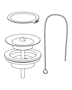 Servantventil med ring, kjede og propp